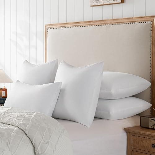 basic home 12x20 Decorative Throw Pillow Inserts-Down Feather Pillow Inserts-Oblong-Cotton Fabric-Set of 2-White. thumbnail 7