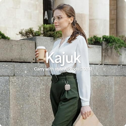 CYRILL Kajuk Compatible with Airpods 4 Case Cover, Premium Vegan Leather Case for Airpods 4 with Shock-Absorbent Bumper and Carabiner [Compatible with MagSafe] (2024) - Cream thumbnail 3