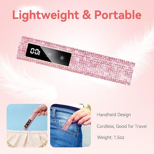 Makartt UV Nail Lamp, Handheld Flash Cure Lamp with Painless Mode 800mAh Rechargeable Portable Nail Light with LCD Display & 3 Timers for Home & Salon DIY(Diamond) thumbnail 9