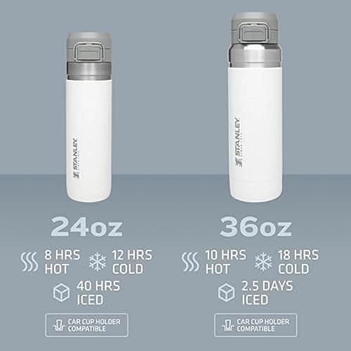 Stanley Quick Flip GO Water Bottle 24 oz | Push Button Lid | Leakproof and Packable for Travel and Sports | Insulated Stainless Steel | BPA-Free | Polar thumbnail 6