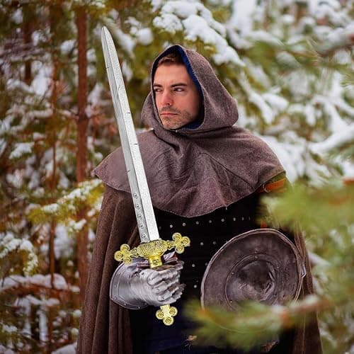 Crusader Knight Toy Sword,27.5" Plastics Sword Medieval Warrior Costume Accessories for Halloween Cosplay LARP,Props thumbnail 3