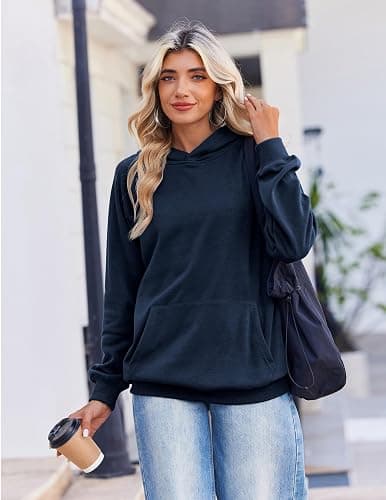 Zeagoo Womens Oversized Hoodies Pullover Fleece Hooded Sweatshirt Trendy | Comfort Hoodie, Womens Fall Clothes, Kangaroo Pocket, Raglan Sleeves, Long Sleeve, Solid Color, Casual, Winter, Midweight thumbnail 4