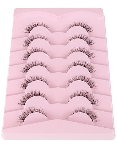 Jiocolor Cat Eye Lashes Wispy Fake Lashes Clear Band Strip Lashes ZT20 | Lashes Natural Look Short Eyelashes Clear Band False Eyelashes 7 Pairs thumbnail 5