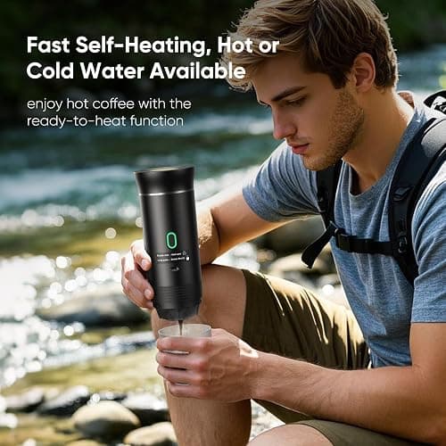 Portable Espresso Machine, Travel Coffee Machine for Camping, Car Self-Heating Coffee Maker with USB-C,Compatible With Ground Coffee & NS Capsules, Portable Espresso Maker for RV, Home, Hiking thumbnail 4