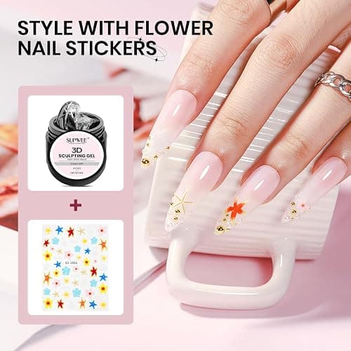 SUPWEE 3D Nail Sculpting Gel, Clear Molding Gel for Nail Art Non-Sticky for Extension Carving with Nail Stickers & Silicone Pen Suitable for DIY Manicure Home thumbnail 6