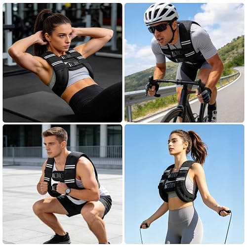 Zikopomi Weighted Vest Woman Man, 6lb/8lb/12lb/16lb/20lb/25lb/30lb Weight Vest with Reflective Stripes for Workout, Strength Training, Running, Fitness, Muscle Building, Weight Loss, Rucking Vest thumbnail 5