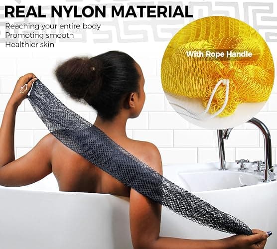 African Net Sponge Authentic - 2 Pieces Exfoliating Body Scrubber Bath Sponge York&Slate - Back Scrubber Washcloth for Shower - Real African Scrub Exfoliator Body Care Bathing Accessorie thumbnail 3