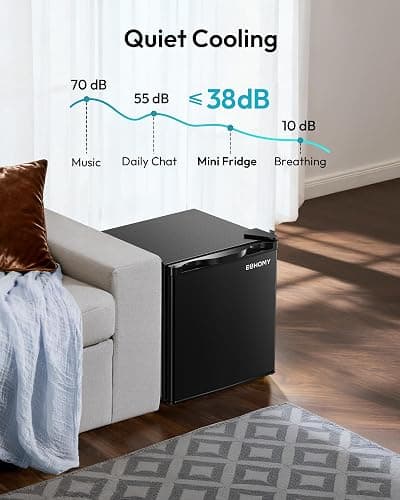 EUHOMY 1.7 Cu.Ft Mini Fridge, Reversible Single Door Compact Refrigerator, Adjustable Thermostat, Energy Saving, Mini Fridge for Bedroom, Office, Dorm, Black thumbnail 6