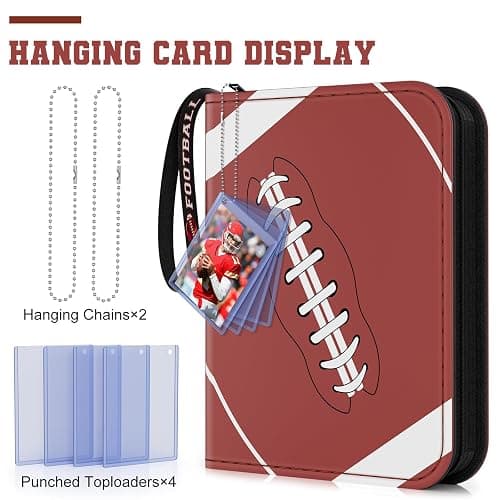 Mlikero 440 Pockets Football Card Binder, Sports Card Binder with Card Display Design, Premium Card Ablums with Sports Pattern Wristband Fit for Football Cards 2026 thumbnail 4