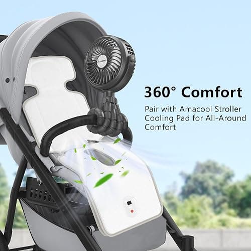 AMACOOL Battery Operated Stroller Fan Flexible Tripod Clip On Fan with 3 Speeds and Rotatable Handheld Personal Fans for Car Seat Crib Bike Treadmill thumbnail 7