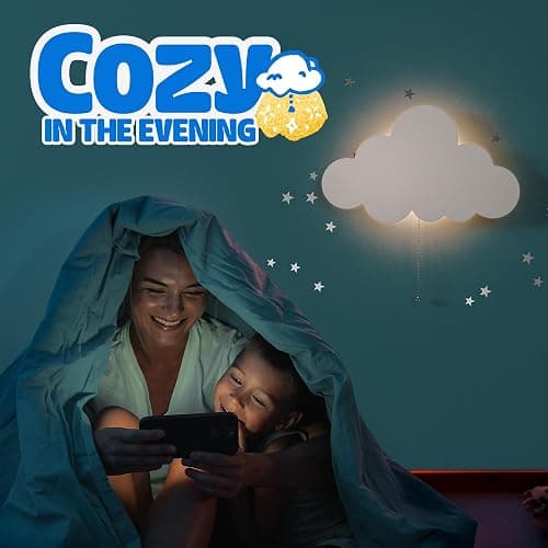 Tip perk 2 Pack Cloud Light - Floating Cloud Wall Lamp for Nursery | Cute Floating Lamp for Kids Bedroom | Battery-Operated Hanging Night Lights for Bedroom/Baby Nursery thumbnail 7