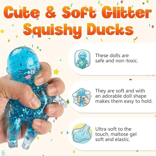 3PCS Baby Squishy Glitter Slow Rising, Squishy Babies Sensory Fidget for Stress Relief, Soft Cute Squeeze, Desk Decor & Gift thumbnail 5