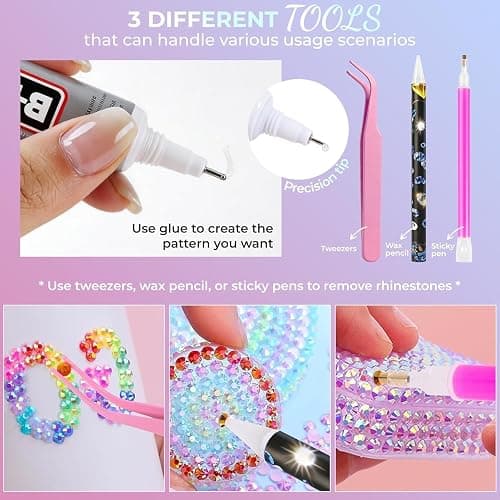 Bedazzling Kit 40000Pcs 40 Colors 3mm Resin Jelly Rhinestones - Diamond Art | Multicolor Flatback Gems Nail Crafting Makeup, with 4Pcs 10ml B7000 Jewelry Glue & Tools - Christmas Birthday Gifts for Women thumbnail 5
