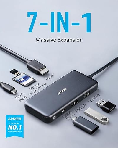 Anker USB C Hub, 7in1 Multi-Port USBC Hub with 4K HDMI, 85W PD, USB-C and 2 USB-A 5Gbps Data Ports, microSD and SD Card Reader, for MacBook Air, MacBook Pro, XPS, and More (Charger not Included) thumbnail 2