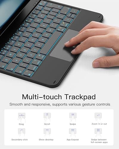 Inateck Magnetic Keyboard Case for iPad Air 11 Inch M3 2025/M2 2024, Air 5/4 Gen 10.9 Inch, Magic Keyboard for iPad Pro 11" 4/3/2/1 Gen, Floating Cantilever Stand, 7-Color Backlight, with Trackpad thumbnail 7