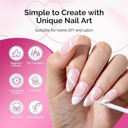 MelodySusie 8ML White Gel Liner Nail Art Polish | Line and Patterns of Painting,French Nail Tips,DIY Manicure Pedicure for Home DIY thumbnail 2