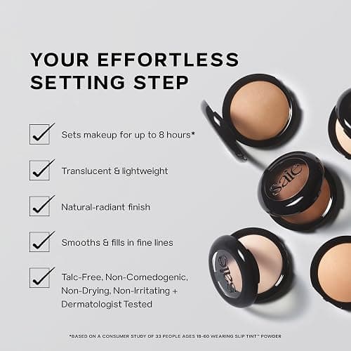 Saie Slip Tint Baked Setting Powder - Translucent Powder for Face Makeup with a Natural-Radiant Finish - Blurs, Brightens & Smooths Complexion - Translucent 1 - Very Light to Light (0.24 oz) thumbnail 5