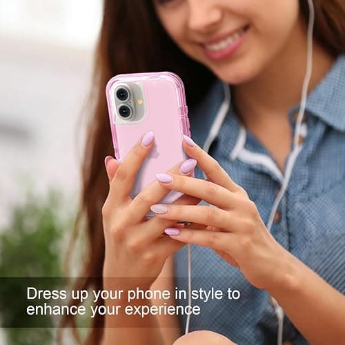 Follaroma for iPhone 16 Case, Heavy Duty Shockproof Protection Phone Cases, Dual Layer Transparent Protective Cover Compatible with iPhone 16 Case, 6.1 inch, Light Pink thumbnail 7