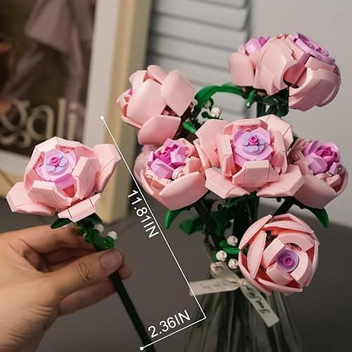 CHUANGPIN Flowers Building Set for Adults,Roses Gift for Her or Him for Christmas,Anniversary,Valentine's Day,Botanical Collection,Artificial Flowers Home Decoration 741 pcs thumbnail 3