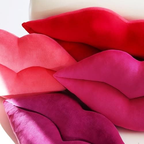 KINGROSE 3D Lip Throw Pillow Cute Decorative Pillows Soft Cushion for Sofa Couch Bed Home Decor Girls 11 x 18 Inches Rose Red thumbnail 3