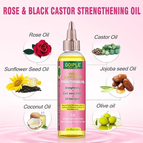 Edge Control Wax for Women Strong Hold - Edge Smoother Edge Wax Styling Gel Edge Control Wax for Black Hair - Rose & Castor Hair Oil for Hair Growth Strengthening Hair Oil Briad Bonnet Brush Set thumbnail 2