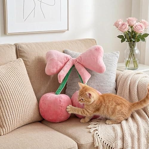 Novohive Room Decor Home Decor Throw Pillows Bow Cherry Plush Pillows Cute Pillows Decorative Pillows Couch Pillows,6" thumbnail 7