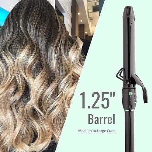 MINT Professional Extra Long Hair Curling Iron 1 1/4 inch | 2-Heater Ceramic Barrel That Stays Hot | 1.25 Inch Hair Iron Curler for Medium to Large Curls | Travel-Ready International Dual Voltage thumbnail 8