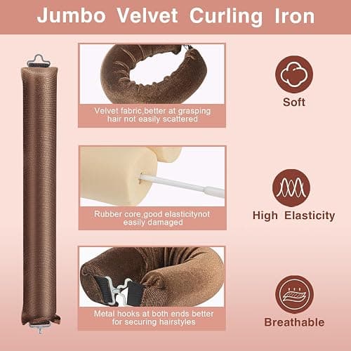 NUNFLUE Heatless Hair Curlers Set- 4Pcs Soft Hair Curlers to Sleep In, No Damage Velvet Curling Rods with Silk Scarf, No Heat Overnight Curls - For All Hair Types thumbnail 2