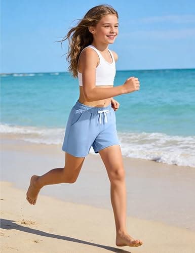 HASMES 4 Pack Girls Athletic Shorts Drawstring Quick Dry Basketball Soccer Running Shorts with Pockets thumbnail 7
