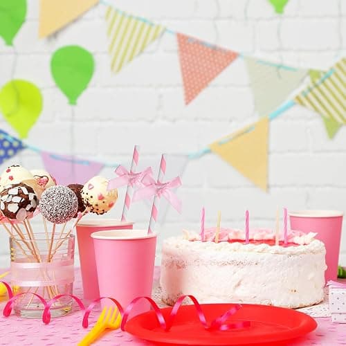 30Pcs Pink Paper Straws for Drinking, Cute Pink Bow Party Straws Bulk for Juice Coffee Tea Cocktail Milkshake thumbnail 6