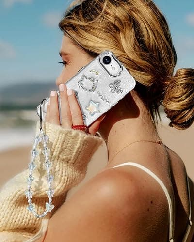 Toycamp for iPhone 16e Case for Women Girls - Cute Girly Kawaii Cartoon 3D Cat Star Bow Design with Charm Butterfly Wrist Chain Phone Cover Aesthetic Pretty Unique for iPhone 16 e Cases 6.1 Inch thumbnail 3