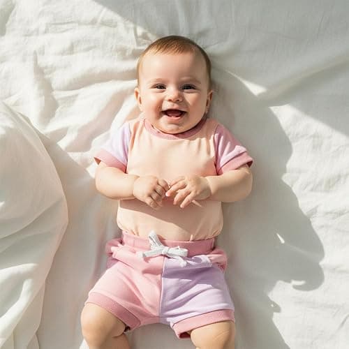 allshope Newborn Baby Girl Summer Outfit Set Contrast Color Romper Jumpsuit Tops Shorts Cute Infant Clothes thumbnail 6