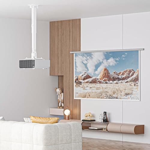 WALI Projector Mount Ceiling/Wall - Universal 3-in-1 Bracket with Extension Pole, Height Adjustable Holder for LCD/DLP Projectors, Supports up to 44lbs, White (PM-003-W) thumbnail 7