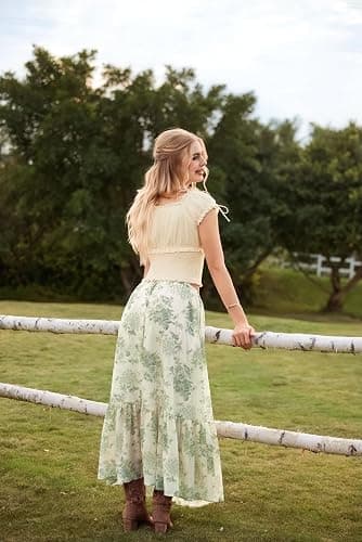 Scarlet Darkness Floral Maxi Skirts for Women 2026 Summer Flowy Ruffle Long Skirt with Pokets thumbnail 7