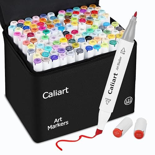 Caliart 121 Colors Alcohol Markers Dual Tip Art Marker Set Chisel & Fine | Permanent Colored Pens with Case for Beginners Artists Adults Coloring Book Sketch Illustration Painting School Supplies Gift - Image 1