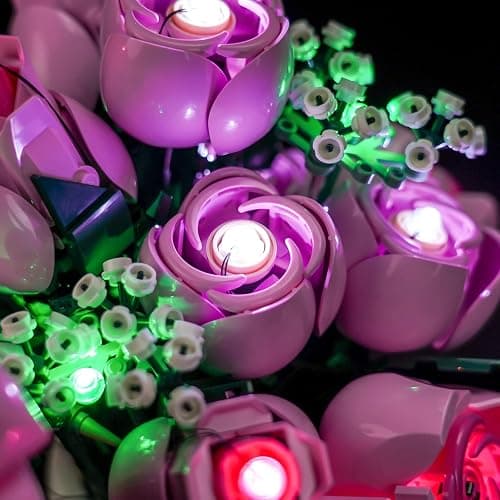 Hilighting Upgraded Led Light Kit Compatible with LEGO Botanicals Bouquet of Pink Roses 10374 Building Set, Gift for Women & Men, Artificial Flower for Office Home Decor & Display (Model Not Included) thumbnail 5