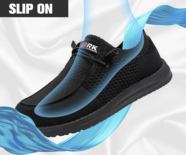 LARNMERN Slip On Steel Toe Shoes Men Lightweight Comfortable Lounging Walking Sneakers Steel Toe Loafers thumbnail 7