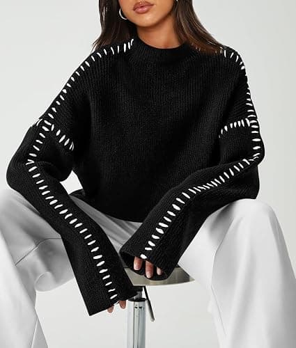 PRETTYGARDEN Women's Chunky Knit Sweaters 2026 Fall Long Sleeve Mock Neck Oversized Pullover Tops Winter Fashion Clothes thumbnail 4