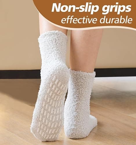 Saniripple Slipper Socks for Women Men Grip Hospital Socks with Grips Fuzzy Non Slip Warm Womens Gifts thumbnail 2