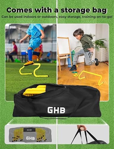GHB Agility Hurdles 8" Speed Agility Training Hurdles, Detachable Sturdy Hurdles Training Equipment Set with Carry Bag for Kids,Athletes,Soccer,Basketball thumbnail 7