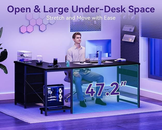 AODK L Shaped Gaming Desk with 4 Drawers, 61" Reversible Home Office Desks with Power Outlets, L Shaped Computer Desk with USB Charging Port and Host Stand, Corner Desk, Easy to Assemble, Black thumbnail 6