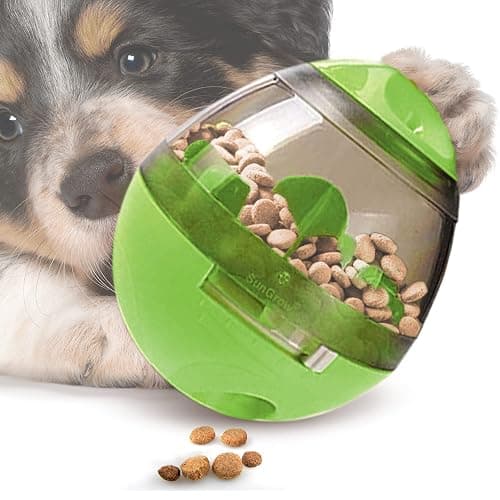 SunGrow Puppy, Small Dog Breeds, and Cat Treat Ball, Slow Pet Feeder, Boredom Buster, Adjustable Food Dispenser, Ends Naughty Chewing and Bloat, Encourages Exercise, Interactive Puzzle Feeder, 4.6” thumbnail 2