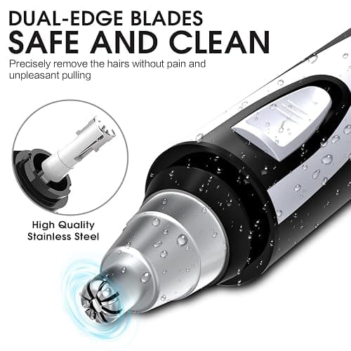 Ear and Nose Hair Trimmer Clipper - 2025 Professional Painless Eyebrow & Facial Hair Trimmer for Men Women, Battery-Operated Trimmer with IPX7 Waterproof, Dual Edge Blades for Easy Cleansing Black thumbnail 3