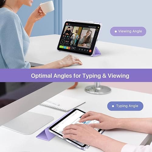 MoKo for iPad (A16) 11th Generation Case 11 Inch 2025, iPad 10th Generation Case 10.9 Inch 2022 with Pencil Holder, Slim Light Trifold Protective Cover with Hard PC Translucent Back Shell, Lilac thumbnail 4