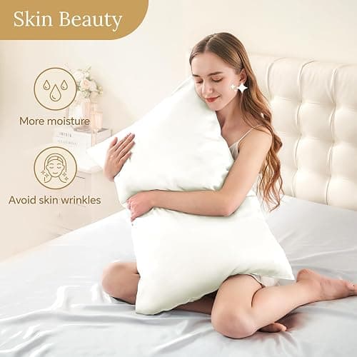 INFIIXSO Mulberry Silk Pillowcase for Hair and Skin, Silk Pillow Cases Standard Size with Hidden Zipper 20x26 Inches, Ultra Smooth and Soft Cooling Pillow Cases for Hot Sleepers(Cream, 1 Pack) thumbnail 3