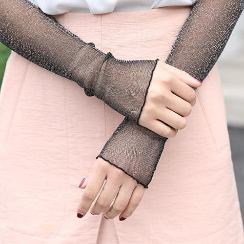 Teegxddy 2 Paar Tül Fingerlose Armstulpen,arm sleeve,Uv Schutz Arm Ärmel armstulpen sommer für Perfekt Party Outdoor Sportaktivitäten thumbnail 4