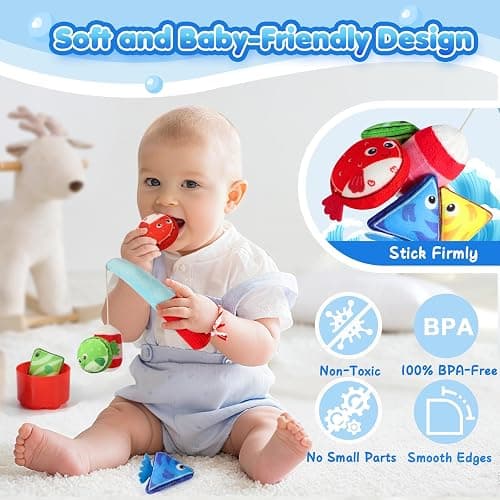 Montessori Toys for 1 Year Old - 17 in 1 Cloth Toddler Fishing Game with Stacking Cups Color Sorting, Baby Toy 12-18 Months One Year Old Boy Birthday Gift, Toddler Toys for 1 2 Year Old Boy Girl Gifts thumbnail 5