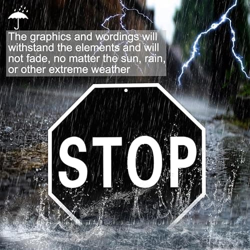 Black Stop Sign, 12 x 12 Inch Aluminum Metal Wall Decor Sign | UV Printed Aluminum Stop Sign with Pre-Drilled Holes for Garage, Bar, Home, Office and Indoor Outdoor Wall Decor thumbnail 4