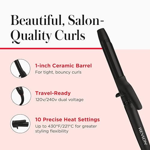 REVLON Smoothstay 1 Inch Curling Iron - Coconut Oil Infused Curling Wand Helps Enhance Shine & Smoothness, Creates Tight Bouncy Curls, and Reduced Frizz thumbnail 5