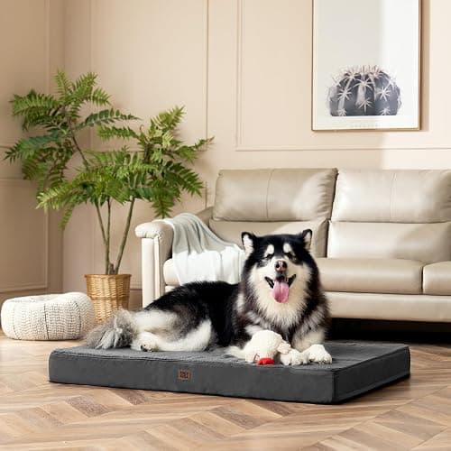 EHEYCIGA Orthopedic Dog Bed Large with Washable Cover, 91x69x9cm, Grey | Soft Fabric, Durable Oxford Fabric Lining, Supportive Foam Egg Trays, Non-slip Bottom, Removable Cover, For Crate Mat thumbnail 9